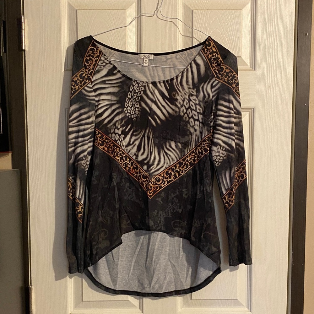 Cache - Animal Print and Scroll - Long Sleeved - M